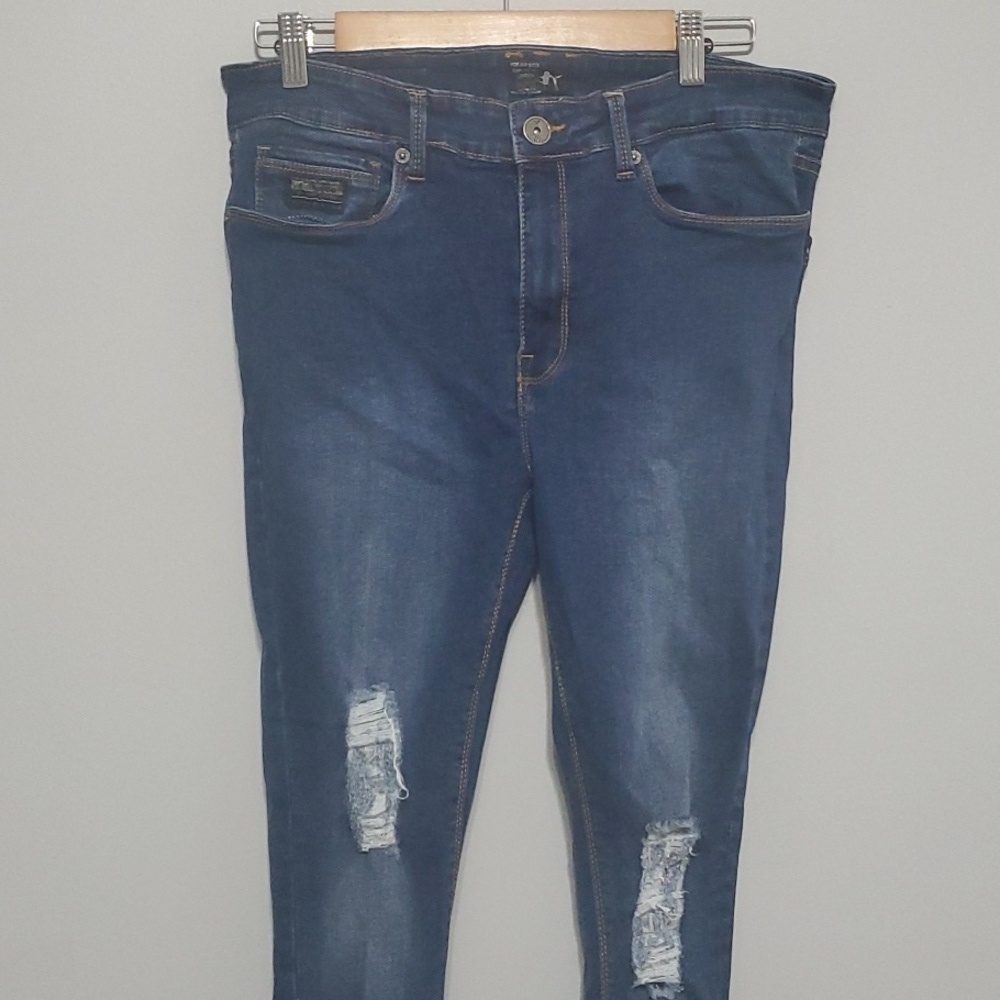 Voi Jeans Mens Size 32 Regular Blue Ripped Holes - Picture 3 of 16
